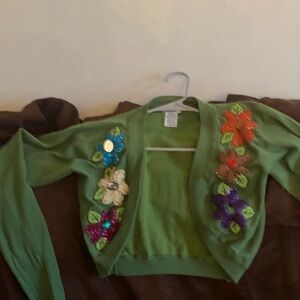 Lulumari Green Floral Embellished Sweater